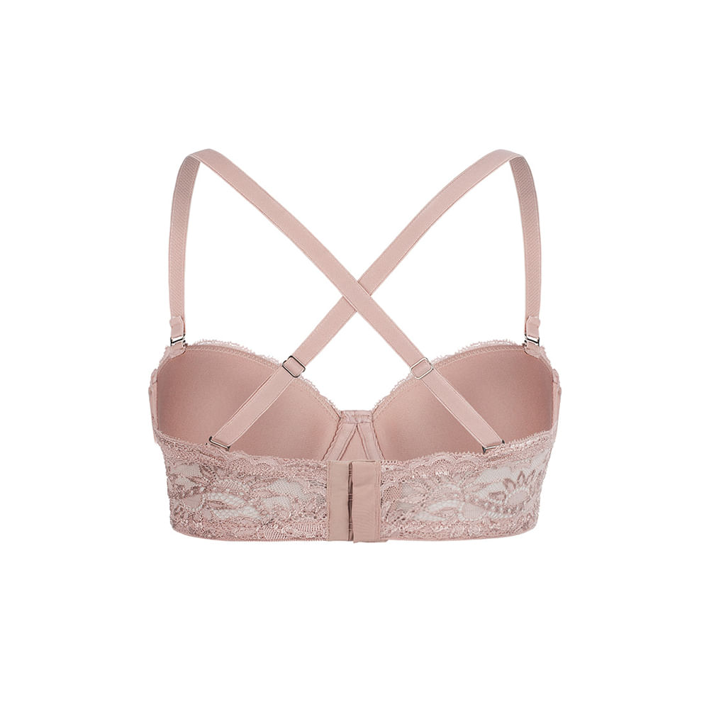 Sutiã Sem Alça Com Bojo Em Renda Riviera BLUSH