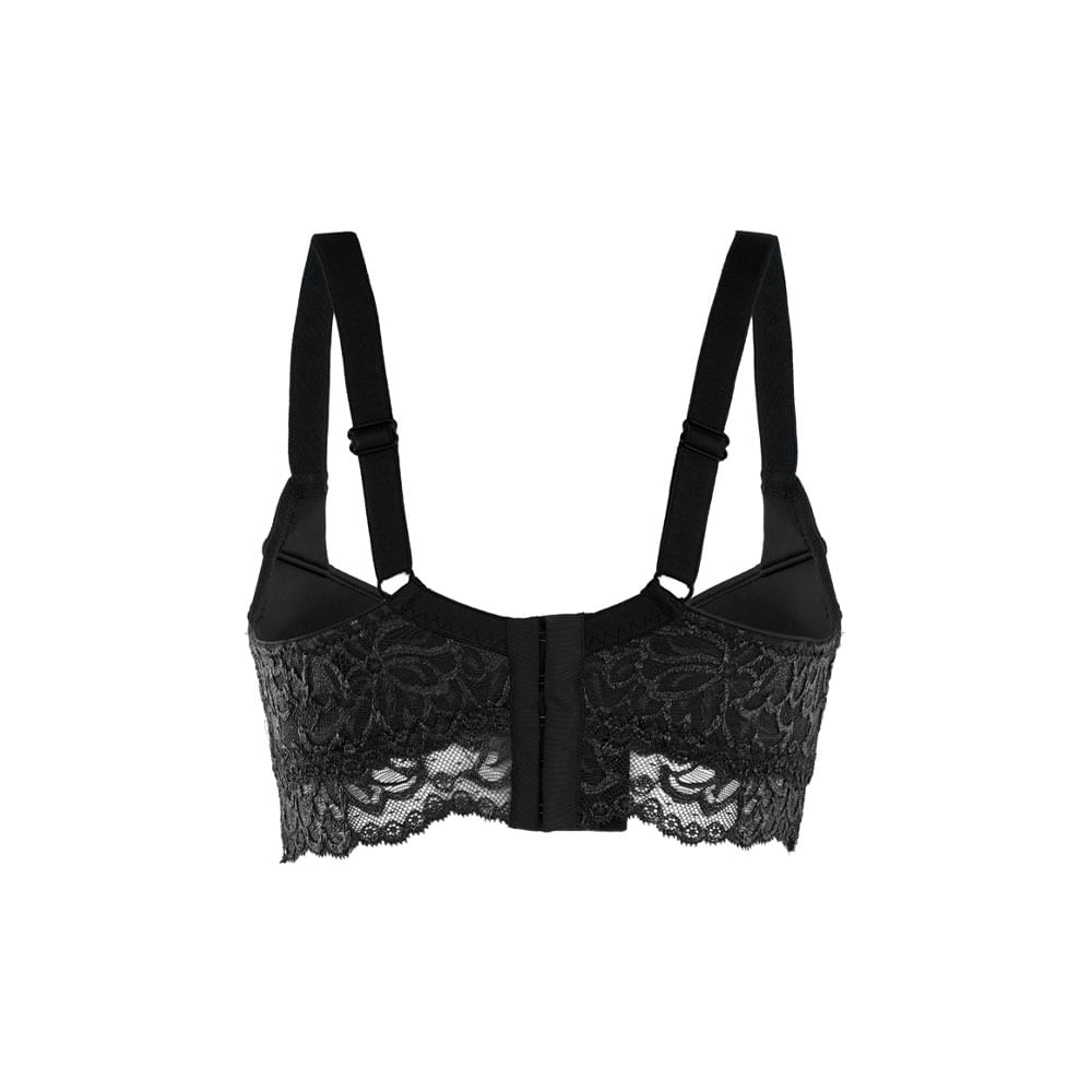 Sutiã Tradicional Com Bojo Com Aro Com Renda Pin Up Plus PRETO