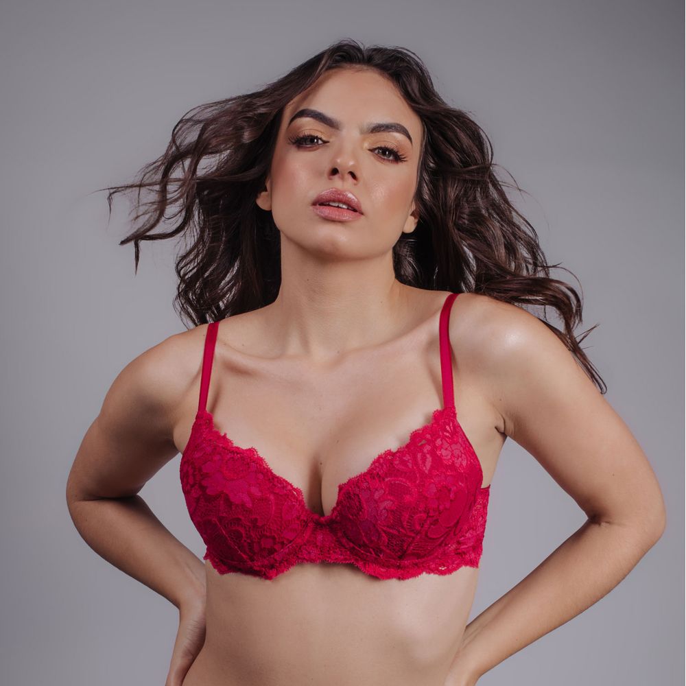 Sutiã Push Up Rendado Milano CEREJA