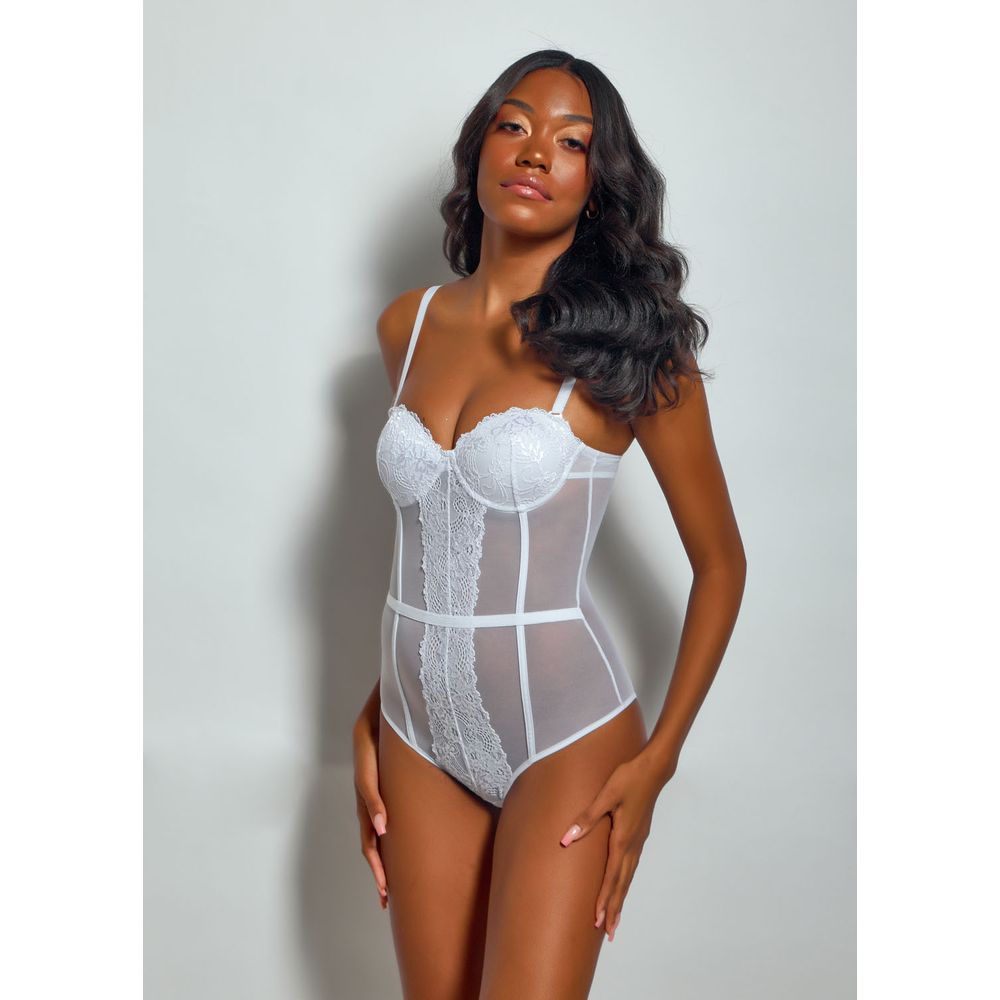 Body Em Tule E Renda Jasmine
 BRANCO