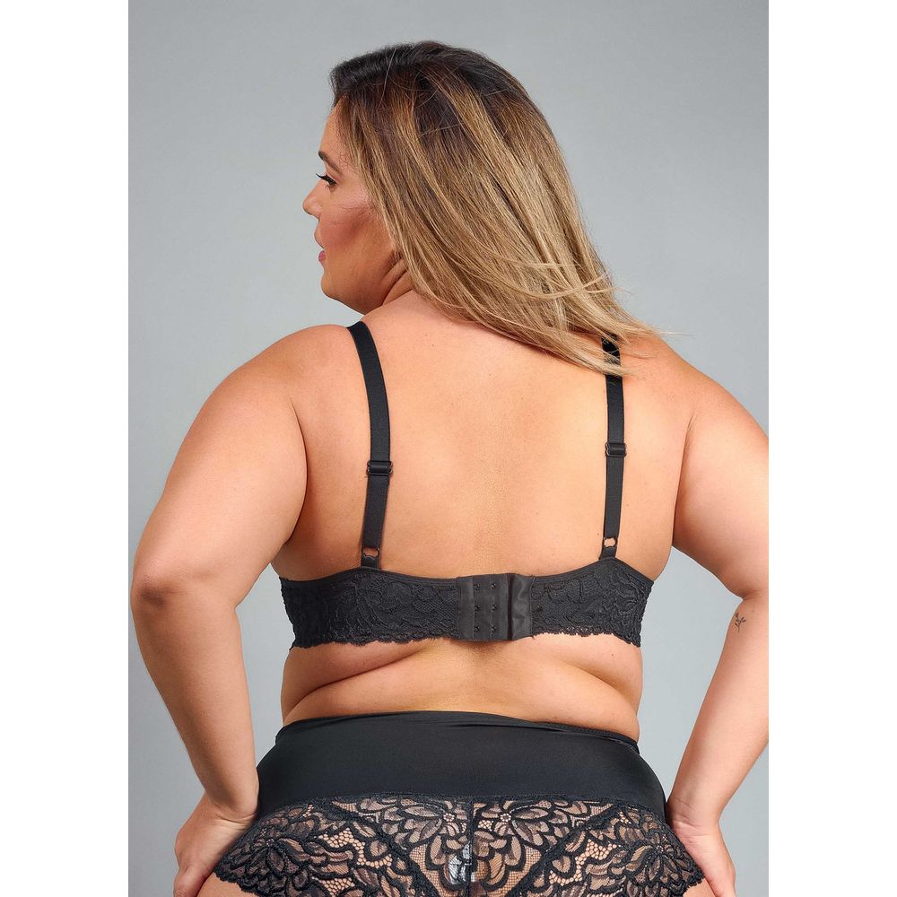 Sutiã Tradicional Com Bojo Com Aro Com Renda Pin Up Plus PRETO