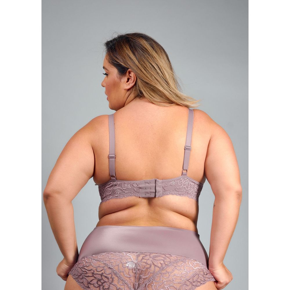Sutiã Tradicional Com Bojo Com Aro Com Renda Pin Up Plus BERINJELA