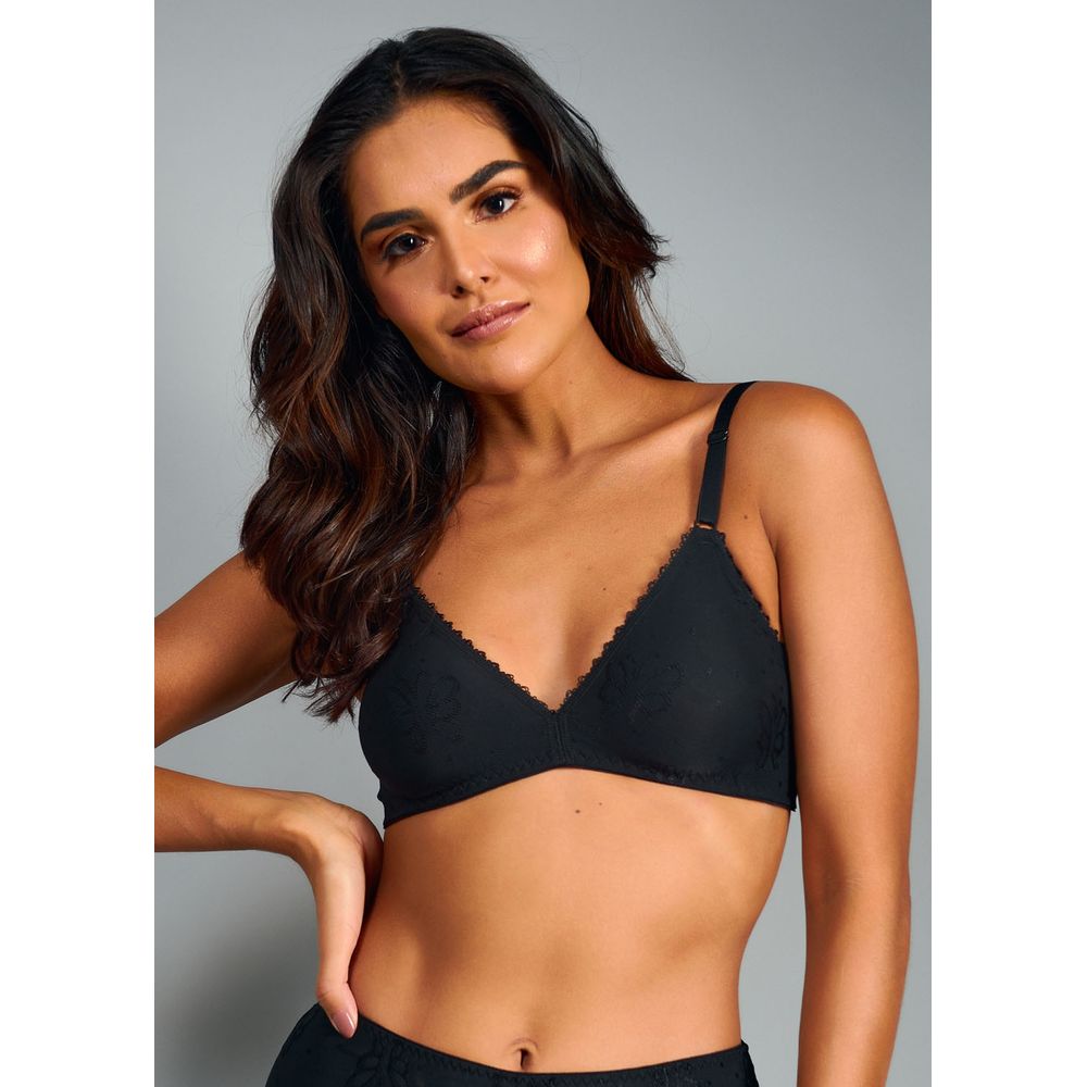 Sutiã Triângulo Sem Bojo E Sem Aro Em Microfibra Jéssica PRETO