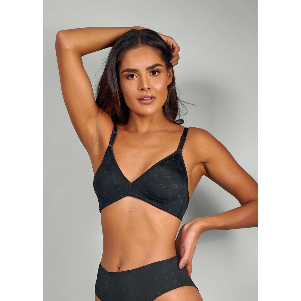 Sutiã Triângulo Sem Bojo Em Microfibra Trabalhada Fio Lycra Cuore PRETO