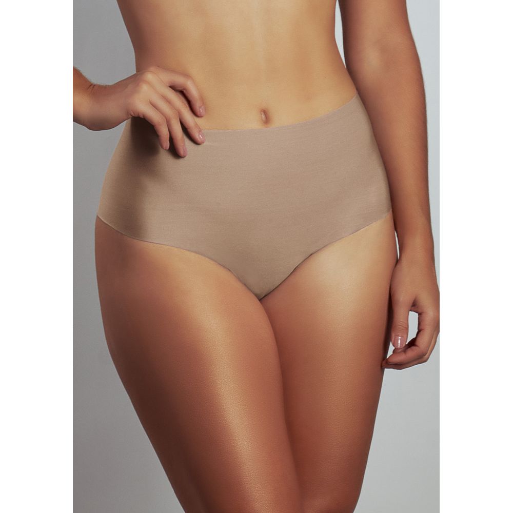 Calcinha Cintura Alta Zero Marca Laser Control BEIGE FONCÉ