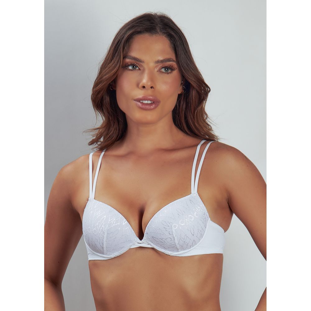 Sutiã Meia Taça Com Bojo E Aro Em Tule Bordado Sofia BRANCO
