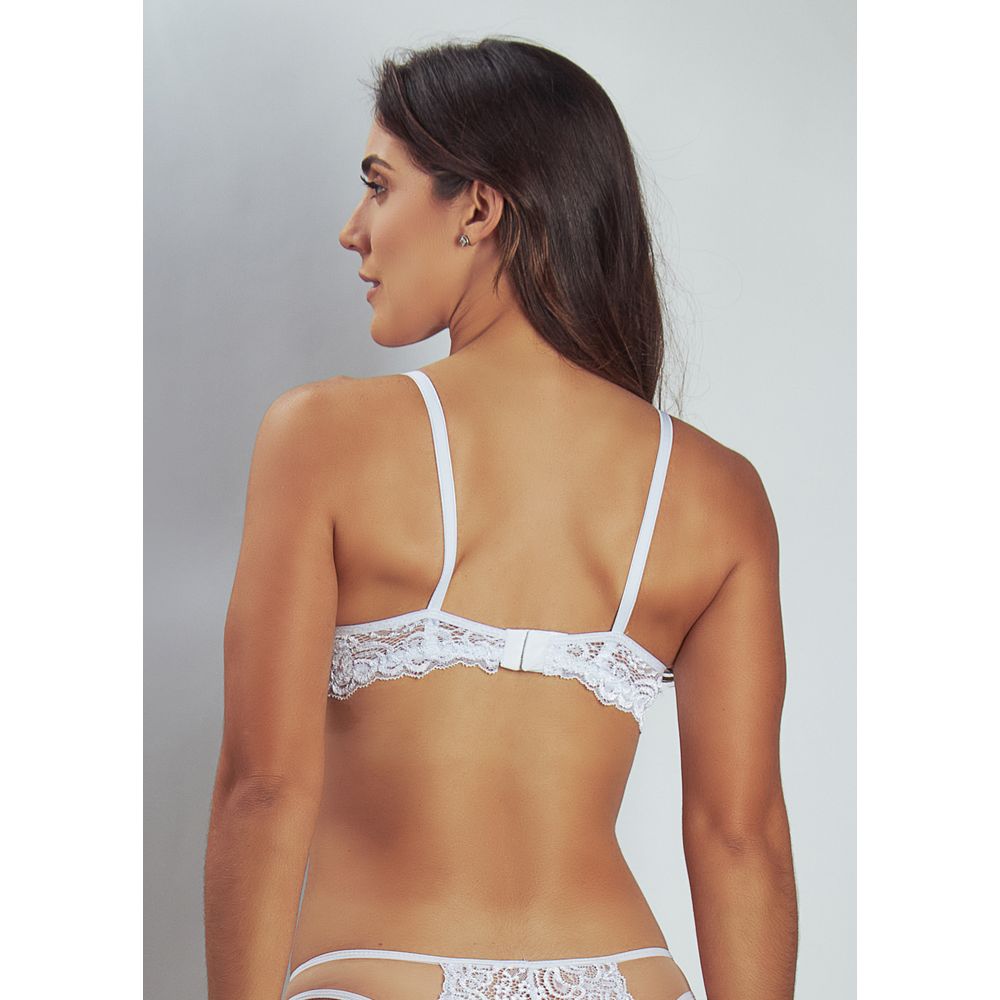 Sutiã Sem Bojo Com Aro Em Renda E Tule Invisível Marilyn BRANCO