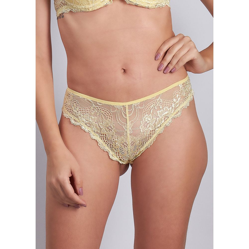 Calcinha Tanga Fio Rendada Jasmine AMARILLO