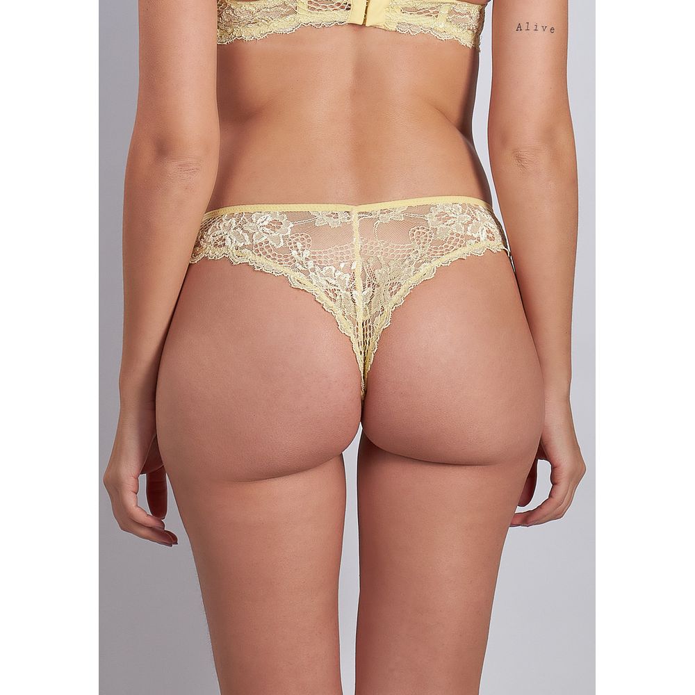 Calcinha Tanga Fio Rendada Jasmine AMARILLO