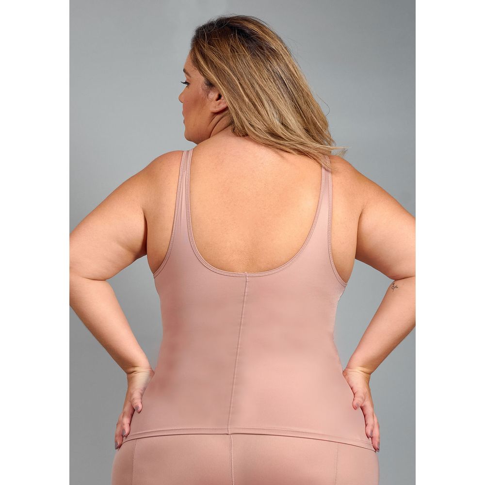 Modelador Camisete Com Renda e Sem Bojo, Em Tecido Duplo Sensual Redutora CASTANHA