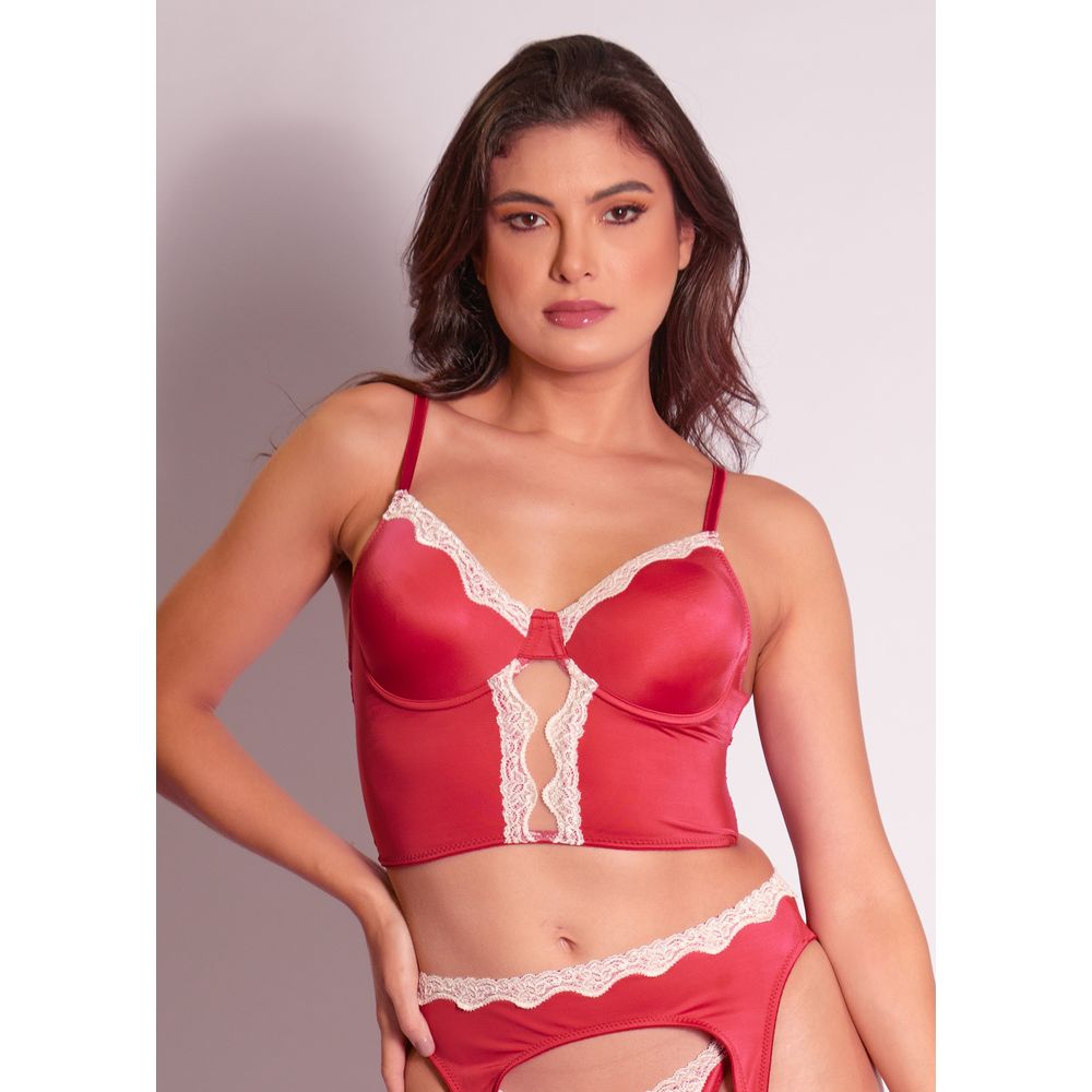 Top Estilo Corset Com Aro Sem Bojo Passione CEREJA