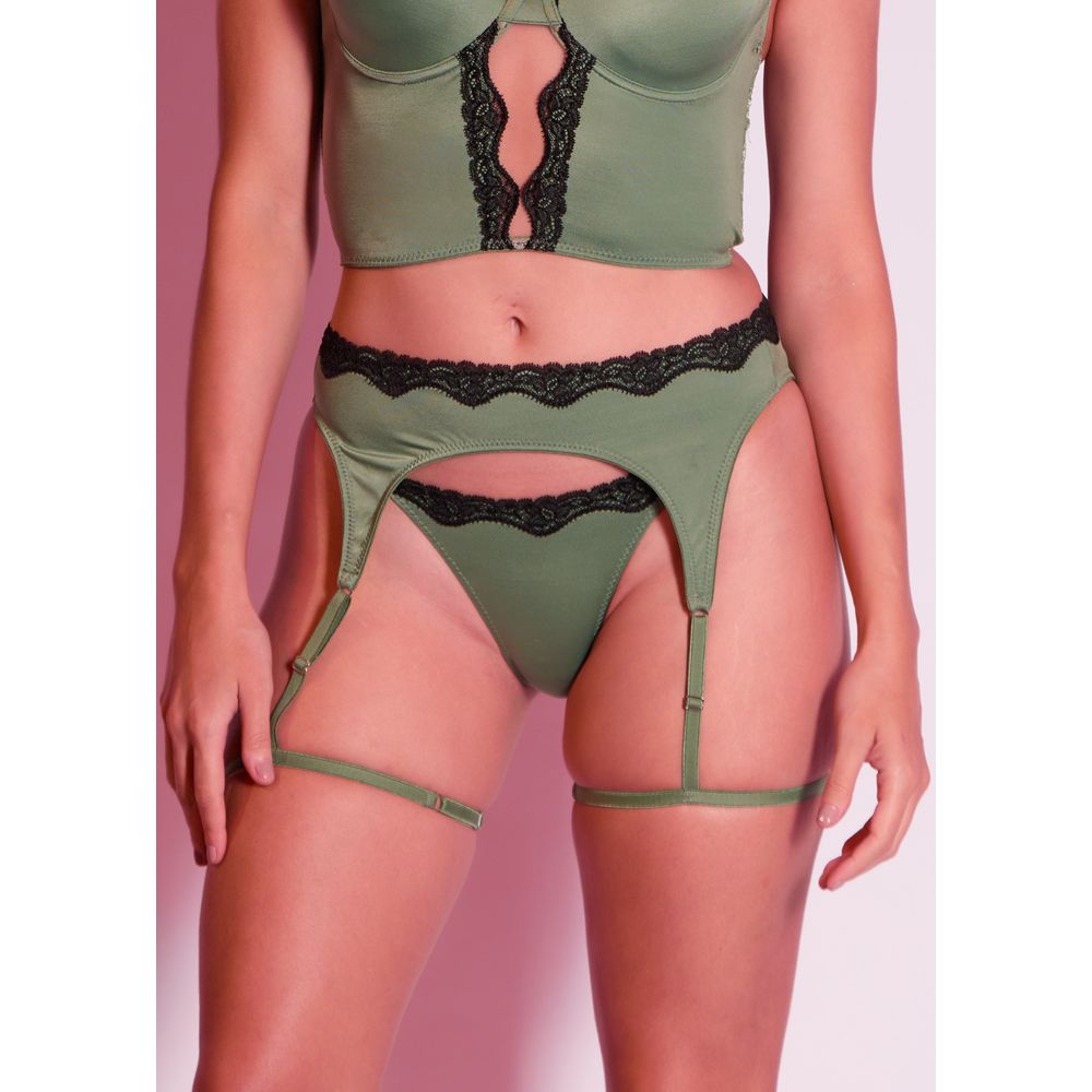 Cinta Liga Em Fio LYCRA® Tactel E Renda Na Cintura Passione OLIVE