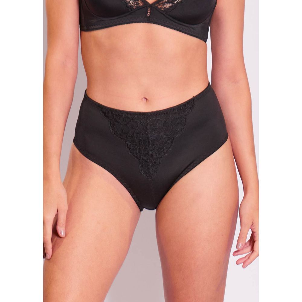 Calcinha Cintura Alta Com Renda Control Top PRETO