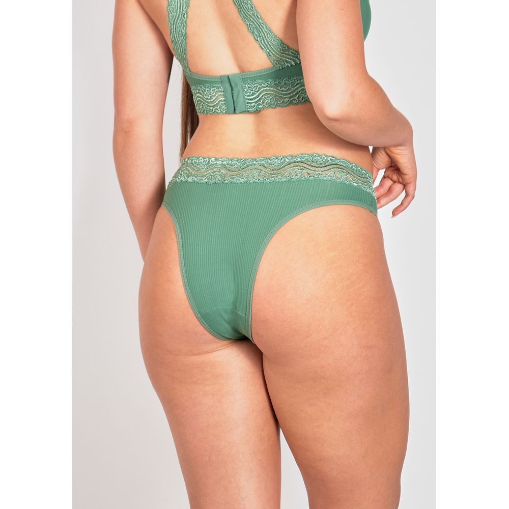 Calcinha Biquini Com Cintura Em Faixa De Renda Marjorie OLIVE
