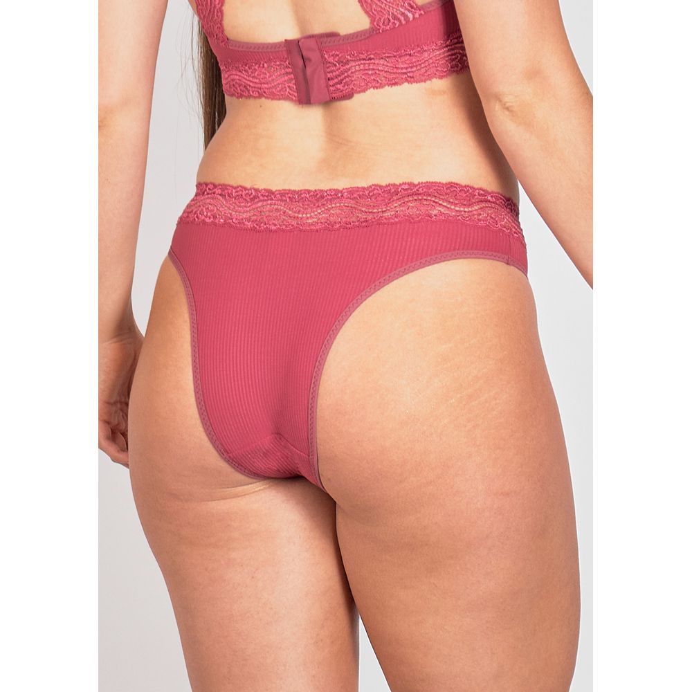 Calcinha Biquini Com Cintura Em Faixa De Renda Marjorie GRENAT