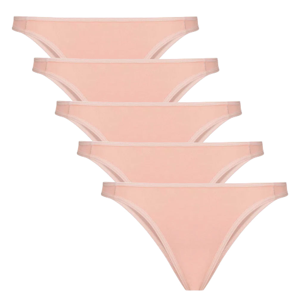 Kit 5 Calcinhas Tanga Algodão Com Fio LYCRA® 727004
 BEGE
