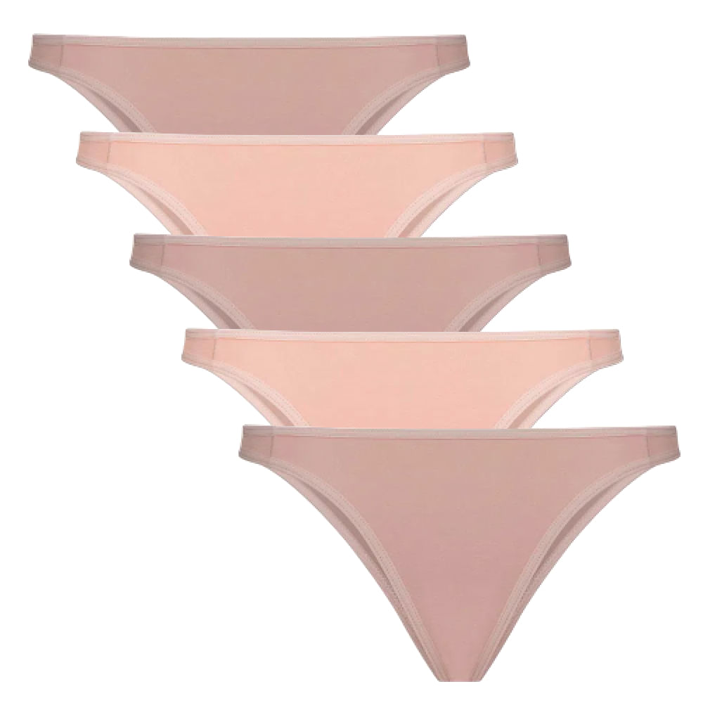 Kit 5 Calcinhas Tanga Algodão Com Fio LYCRA® 727004
 BEGE E CASTANHA
