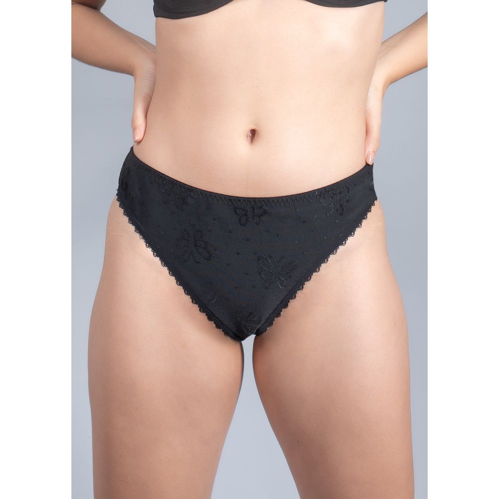 Calcinha Biquíni Em Microfibra Trabalhada Fio Lycra Jéssica PRETO