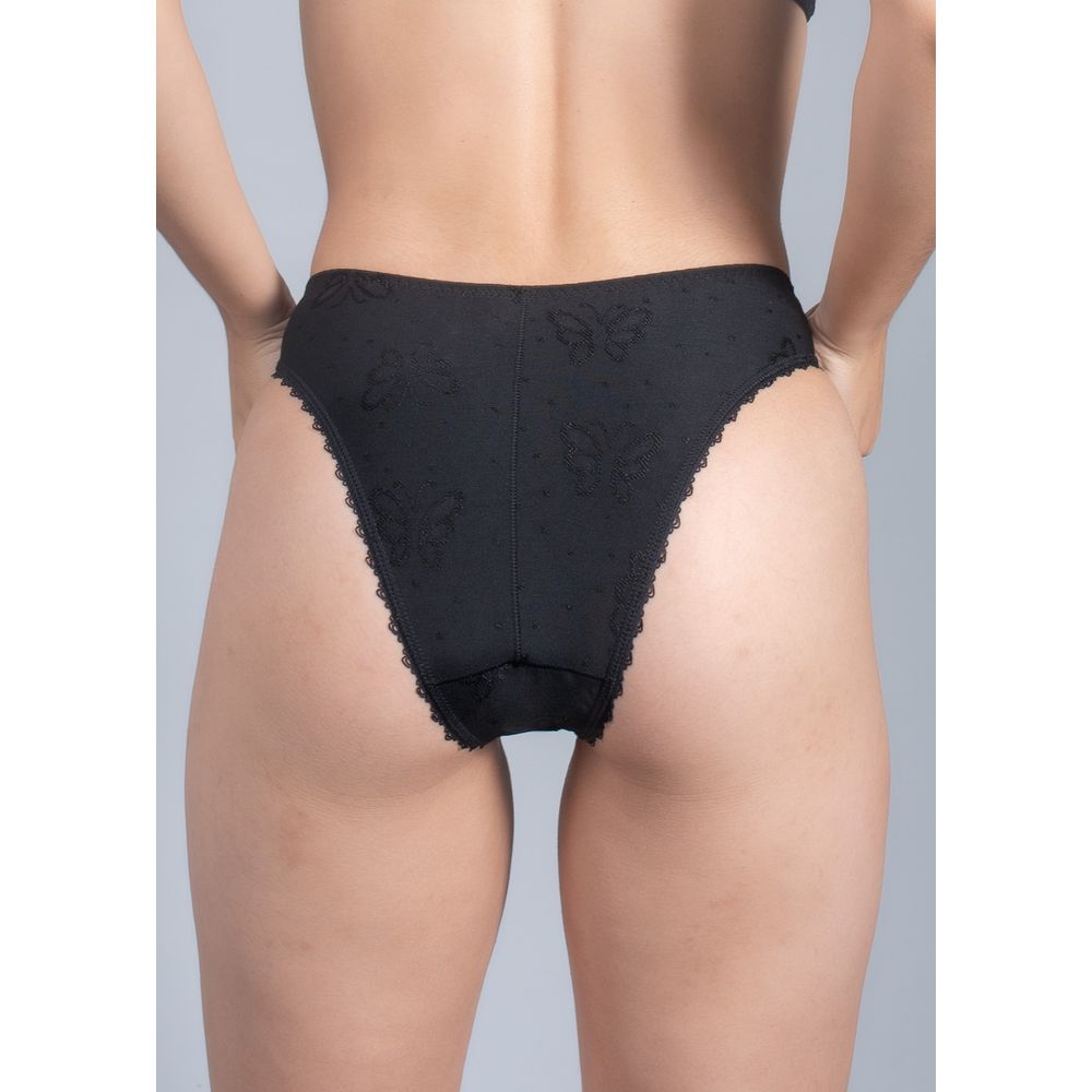 Calcinha Biquíni Em Microfibra Trabalhada Fio Lycra Jéssica PRETO