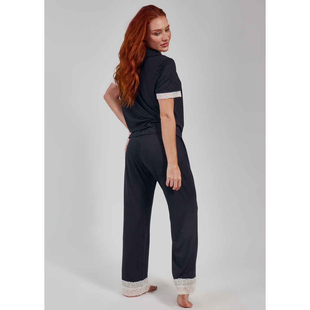 Pijama Calça e Camisa Manga Curta Serena PRETO