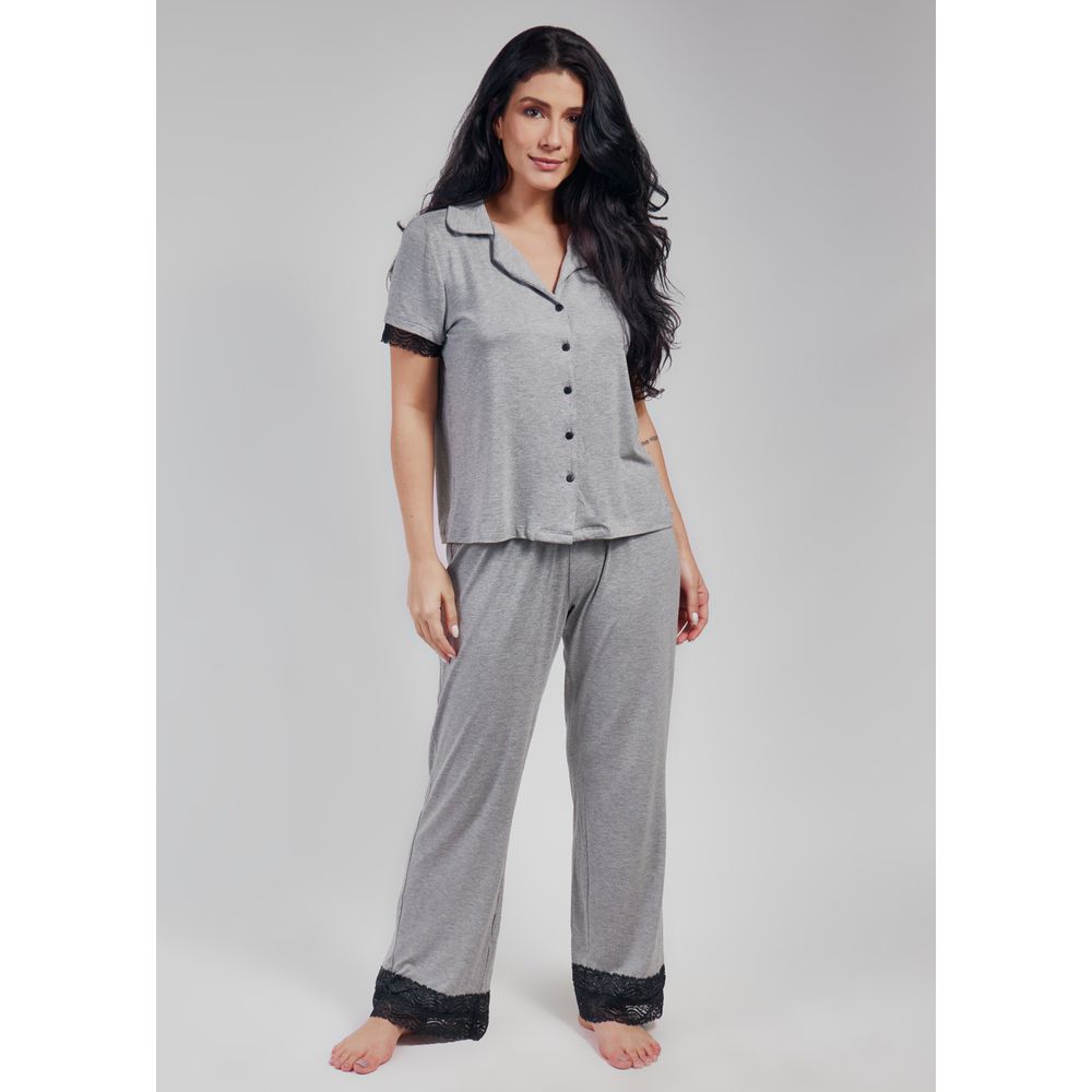 Pijama Calça e Camisa Manga Curta Serena PRATA