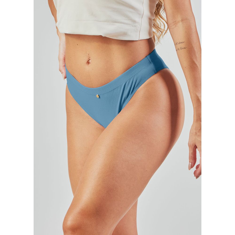 Calcinha Biquíni Lateral Média Em Algodão Egípcio Cleo AZUL RETRÔ