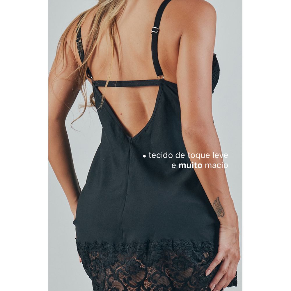 Camisola Recorte Frontal Dreamy
 PRETO