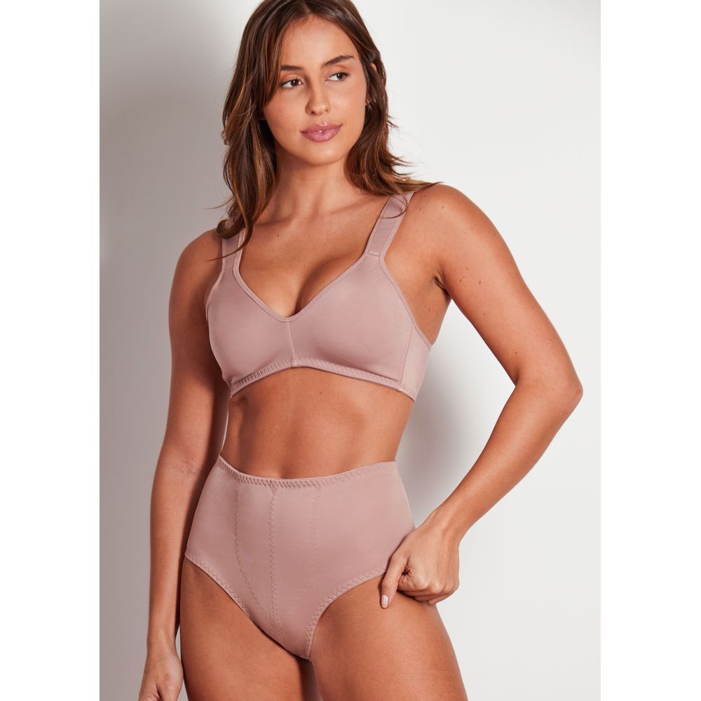 Calcinha Cintura Alta Com Reforço Frontal Flex Power CASTANHA