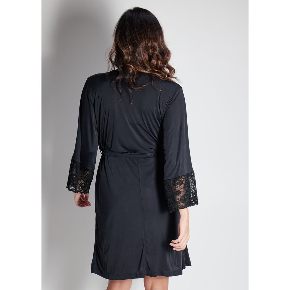 Robe Em Liganete E Renda Jasmine PRETO