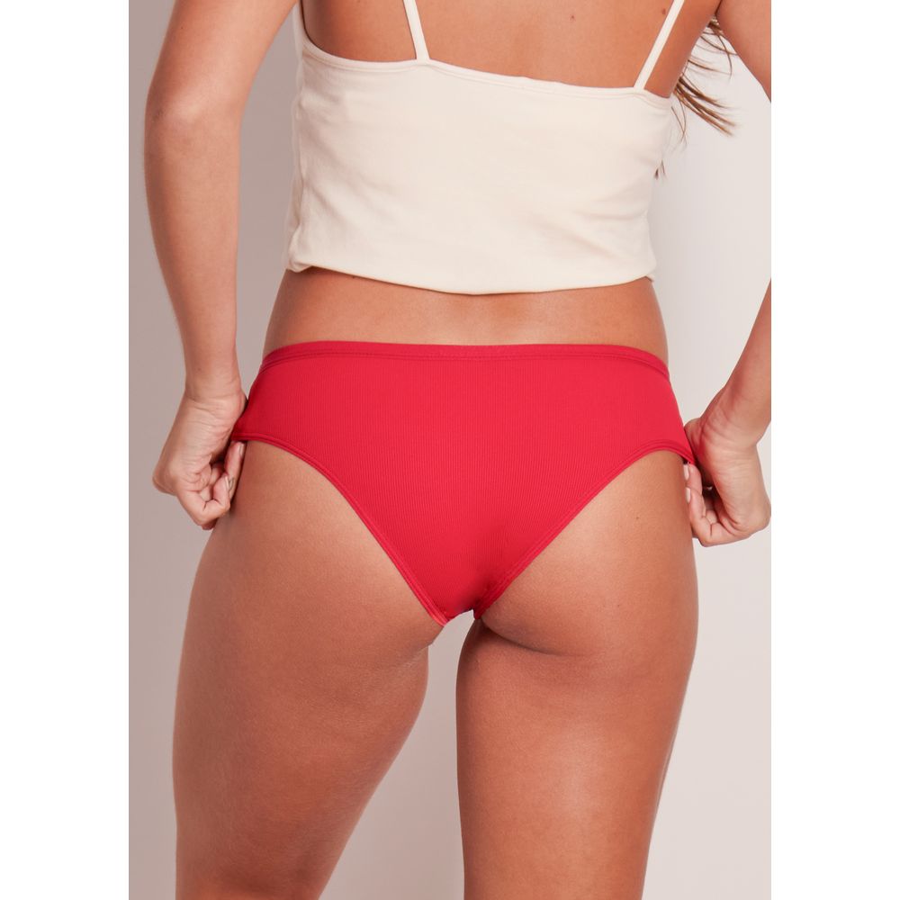 Calcinha Biquíni Canelada Vic VERMELHO