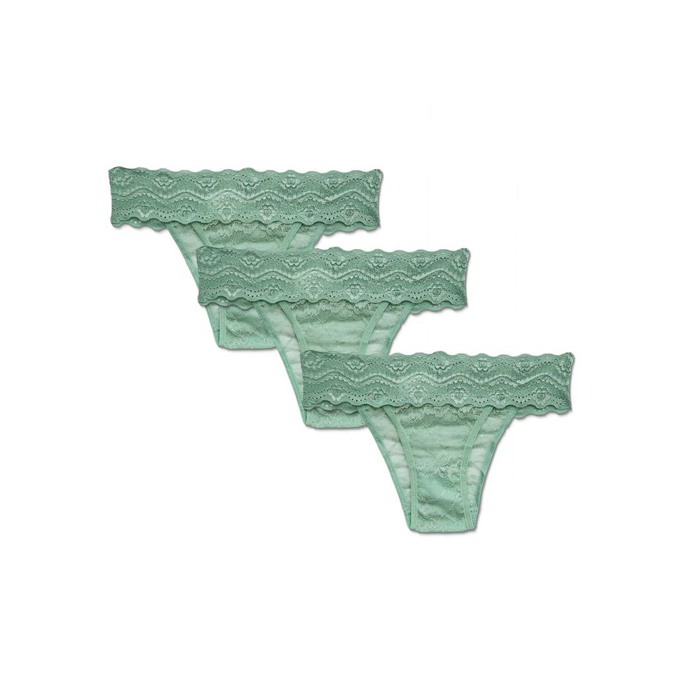 Kit 3 Calcinhas Tanga Em Renda Maya VERDE MENTA
