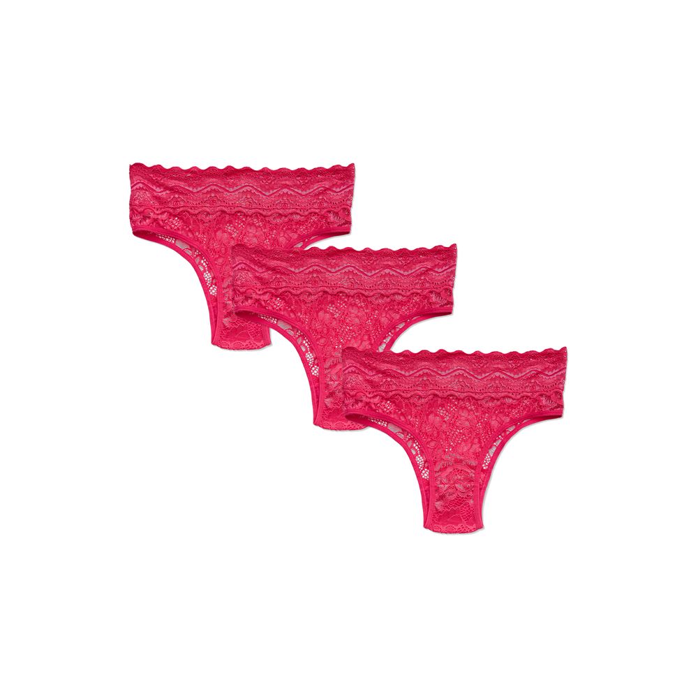 Kit 3 Calcinhas Cintura Alta Em Renda Maya ROSA PINK
