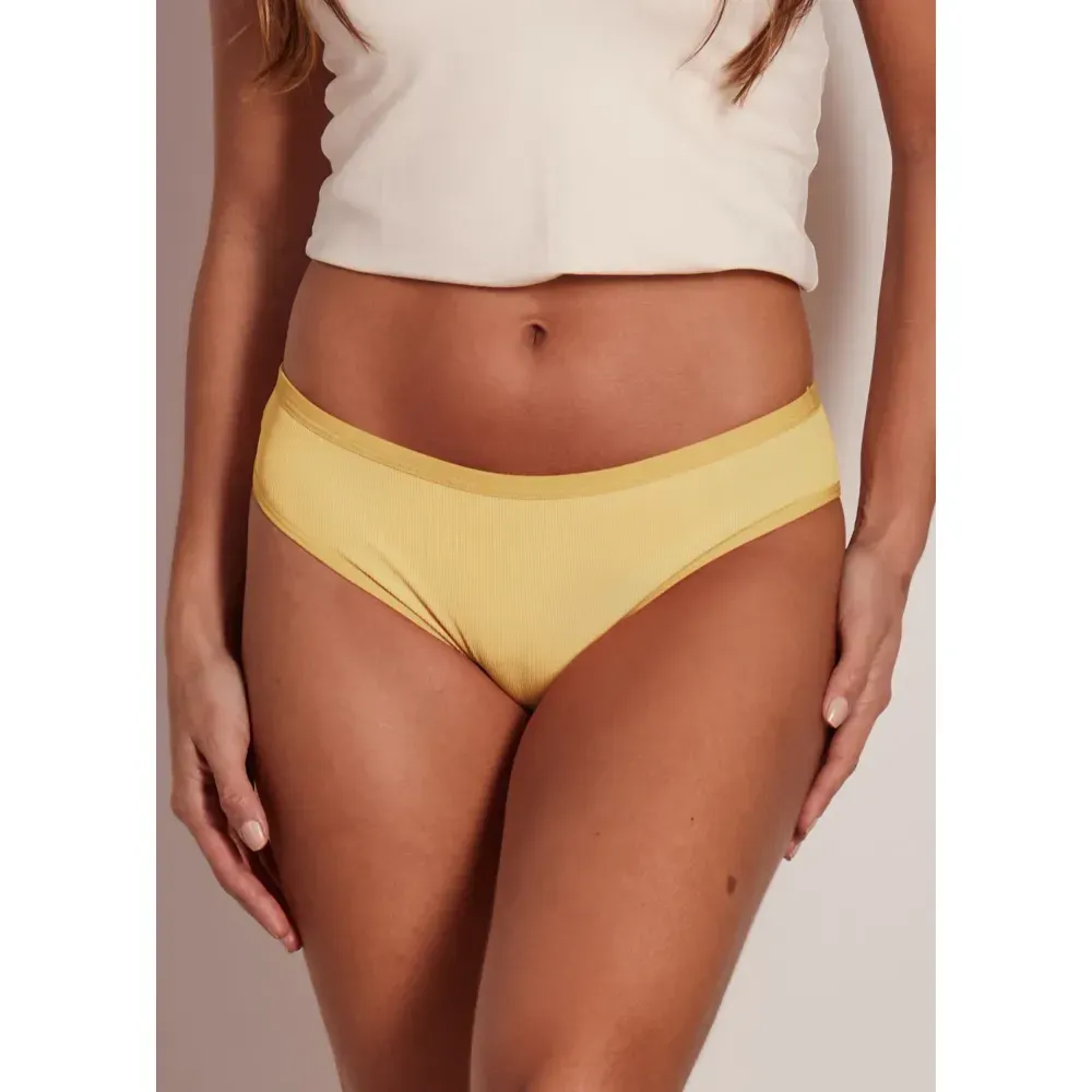 Kit 3 Calcinhas Biquíni Caneladas Vic AMARILLO