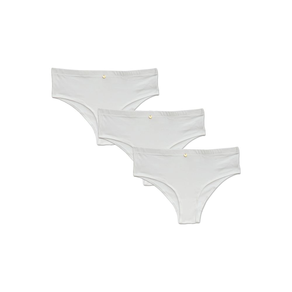 Kit 3 Calcinhas Biquíni Lateral Larga Cleo BRANCO