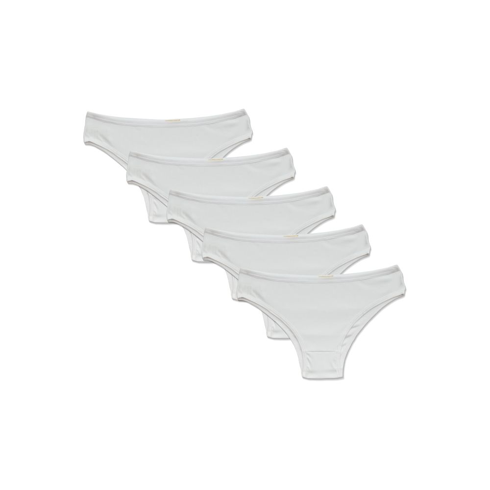 Kit 5 Calcinhas Biquíni Caneladas Vic BRANCO