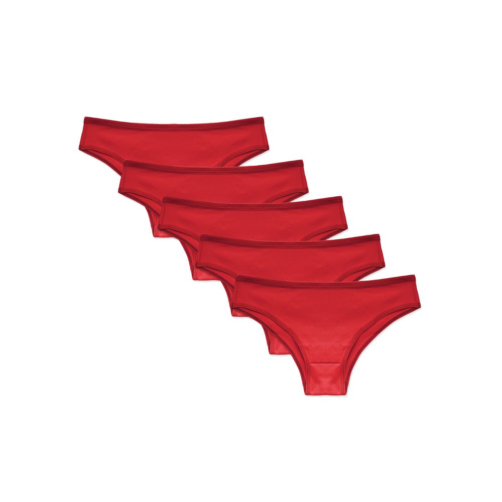Kit 5 Calcinhas Biquíni Caneladas Vic VERMELHO