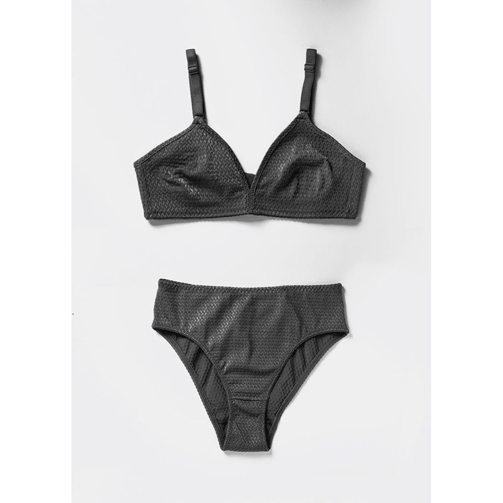 Conjunto Sutiã Triângulo e Calcinha Cintura Alta Mondrian PRETO