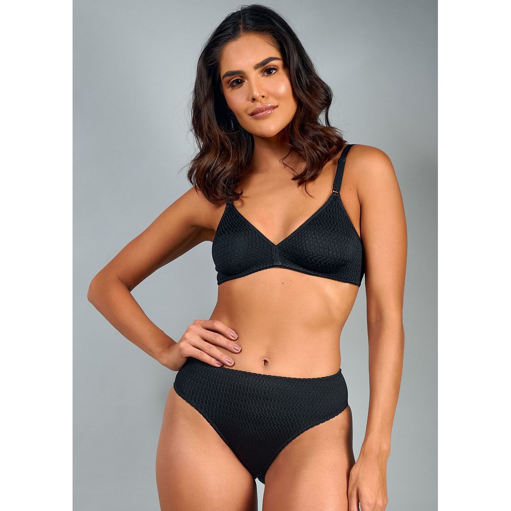 Conjunto Sutiã Triângulo e Calcinha Cintura Alta Mondrian PRETO