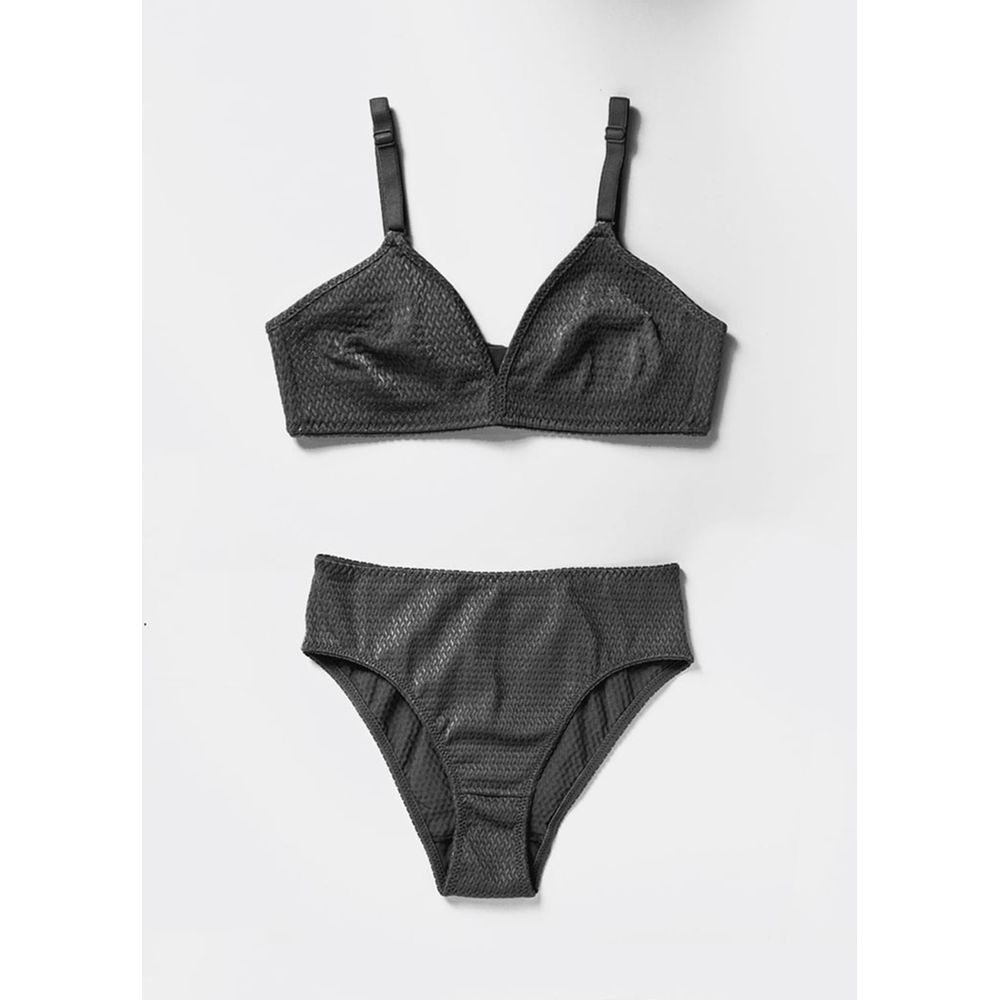 Conjunto Sutiã Triângulo e Calcinha Cintura Alta Mondrian PRETO