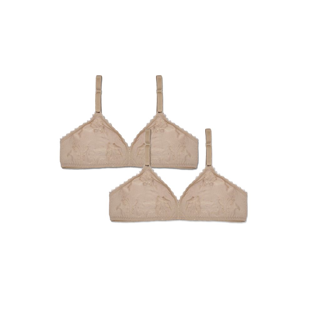 Kit 2 Sutiãs Triângulo Sem Bojo e Aro Jéssica BEIGE FONCÉ