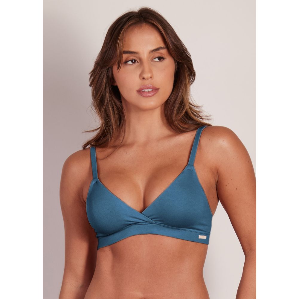 Sutiã Triângulo Sem Aro e Sem Bojo Algodão Egípcio Cleo NAVY BLUE