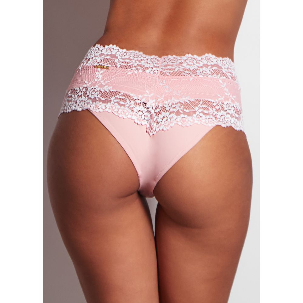 Calcinha Cintura Alta em Renda Bicolor Carol ROSÊ
