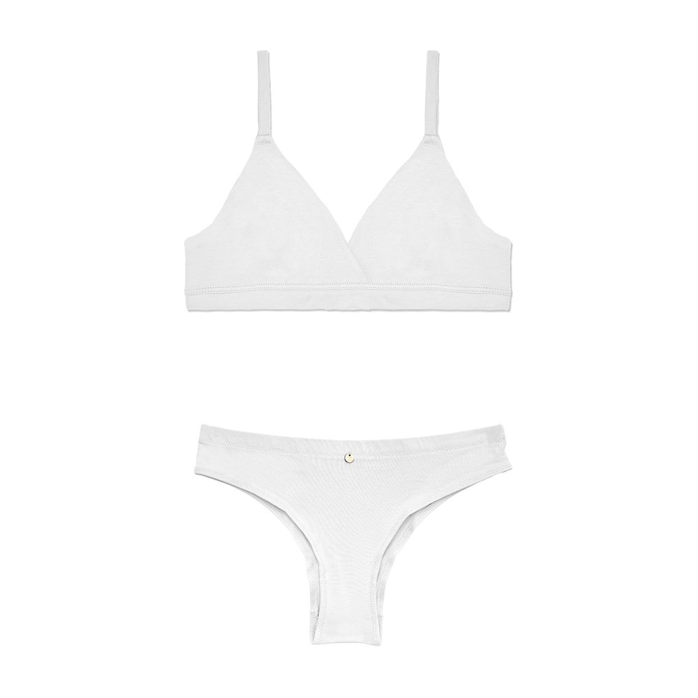 Conjunto Sutiã Triângulo e Calcinha Biquiní Média Cleo BRANCO