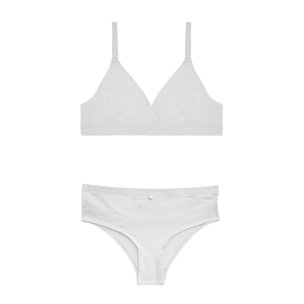 Conjunto Sutiã Triângulo e Calcinha Biquíni Larga Cleo BRANCO