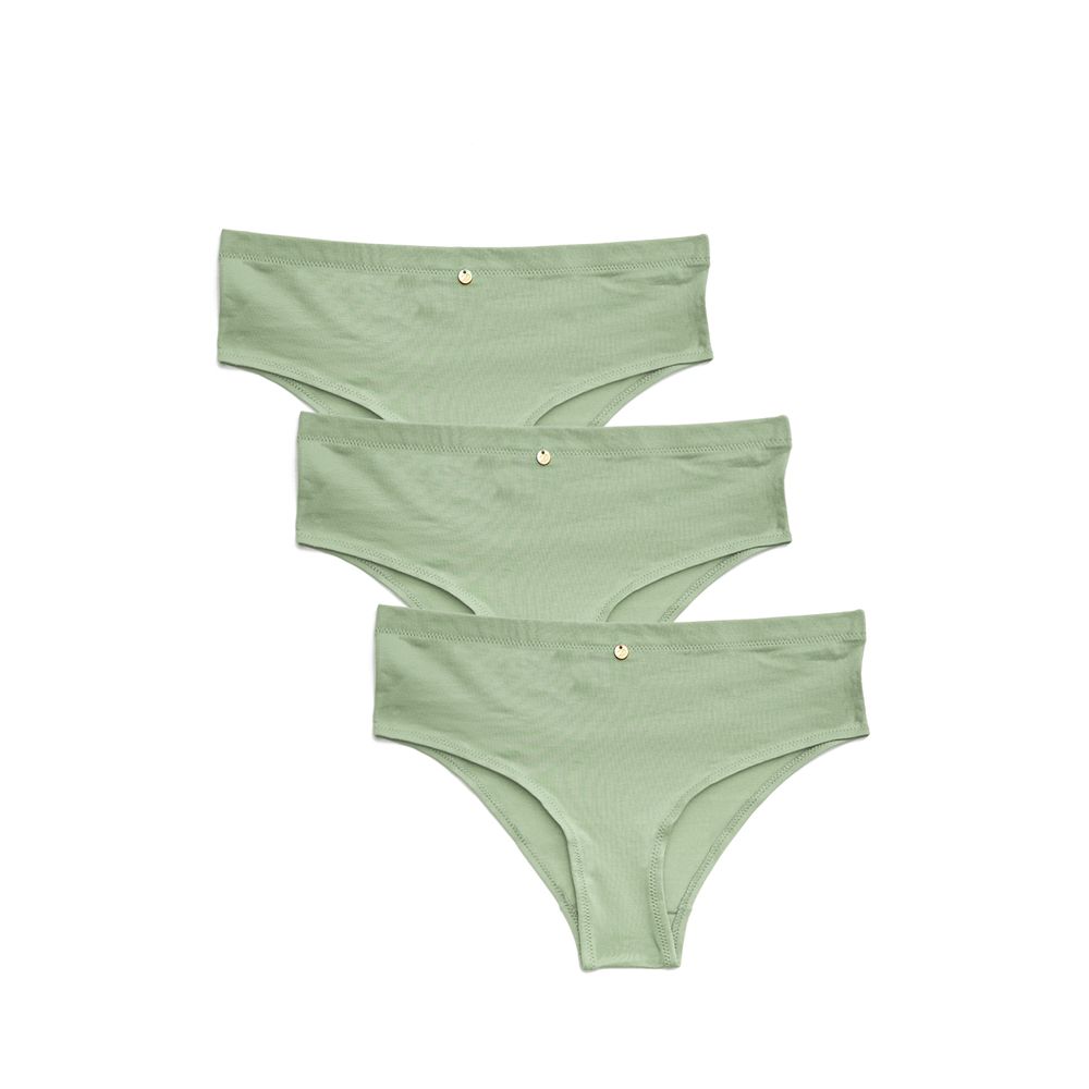 Kit 3 Calcinhas Biquíni Lateral Larga Cleo VERDE CLARO