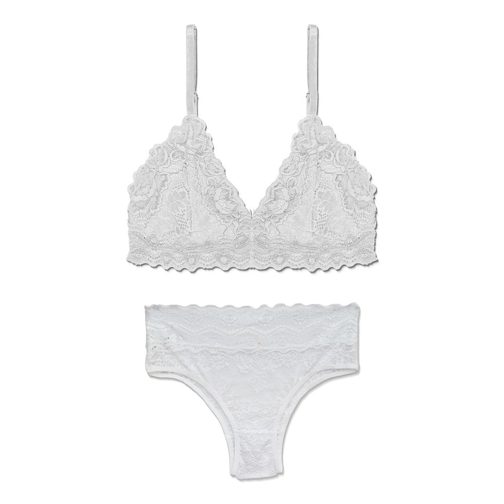 Conjunto Top e Calcinha Cintura Alta Em Renda Maya BRANCO