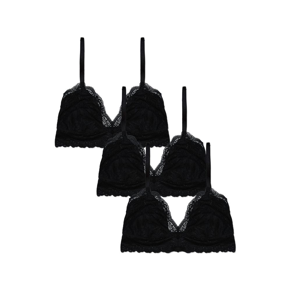 Kit 3 Tops Em Renda Maya PRETO