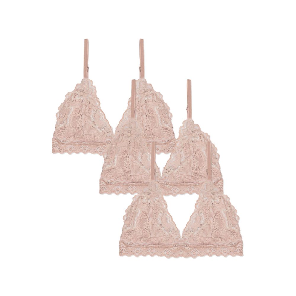 Kit 3 Tops Em Renda Maya BEIGE FONCÉ