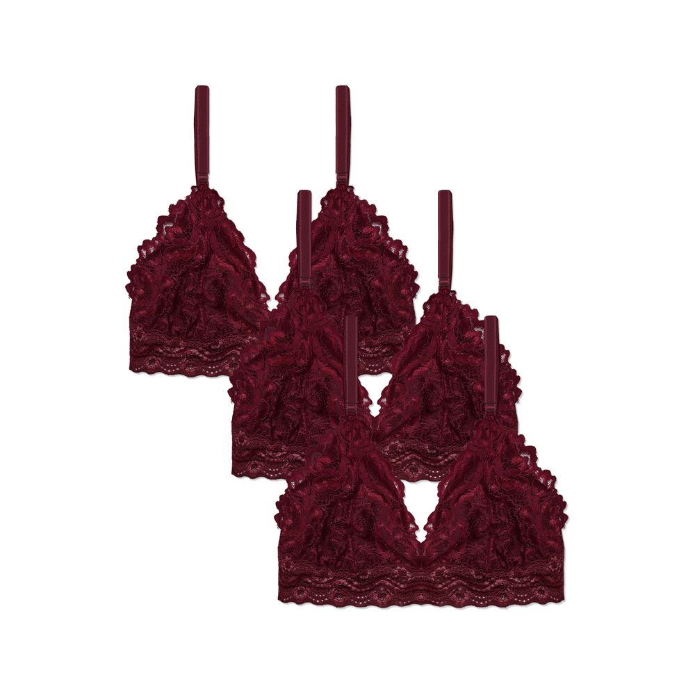 Kit 3 Tops Em Renda Maya GRENAT