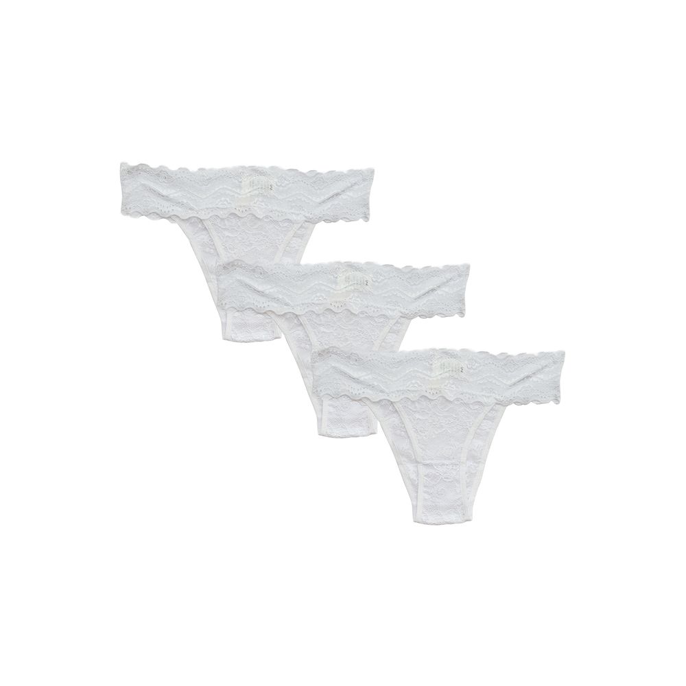 Kit 3 Calcinhas Tanga Em Renda Maya BRANCO